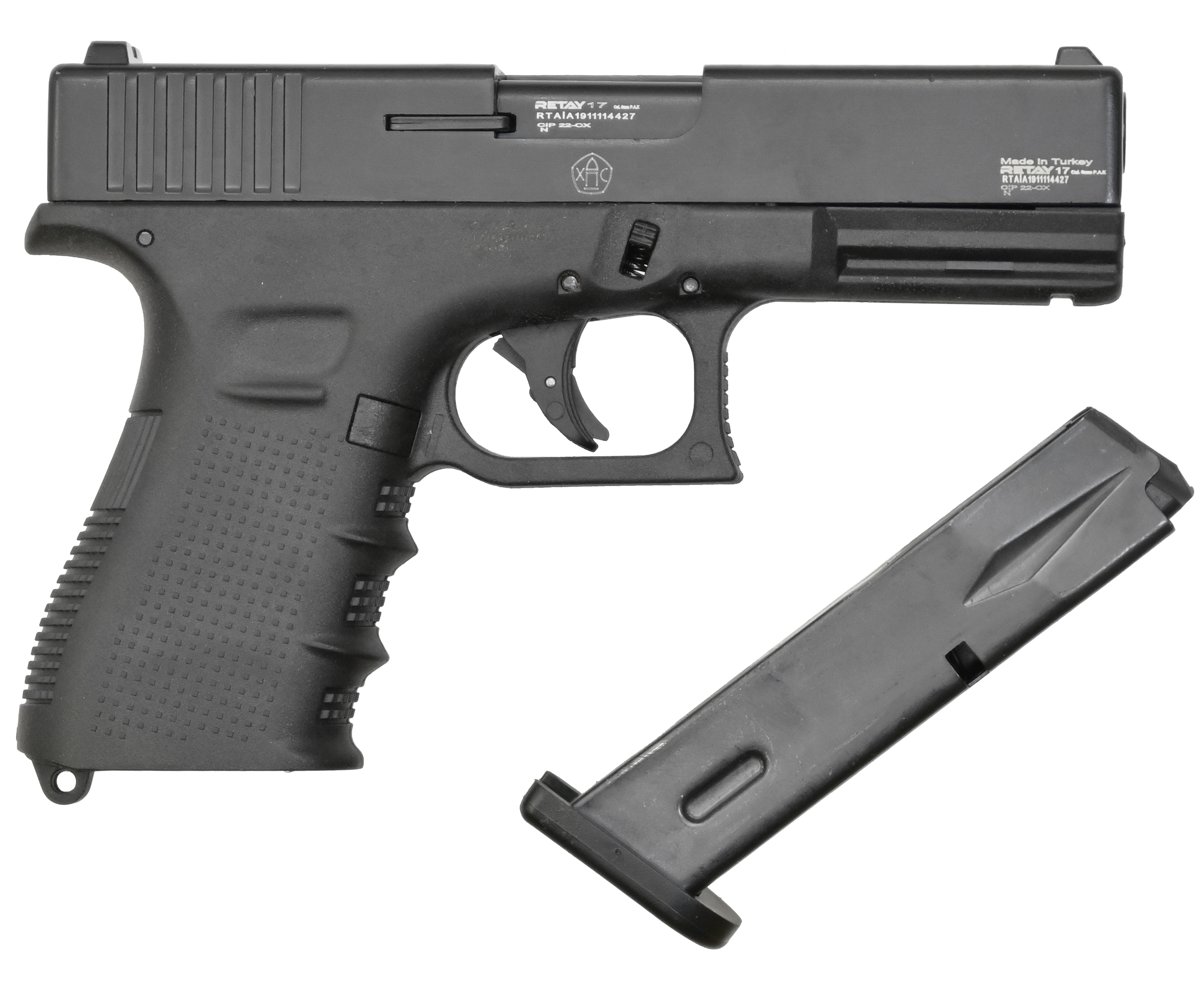 Пистолет охолощенный Retay G17C (Glok 17), к.9мм (черн.)